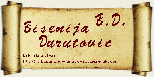 Bisenija Durutović vizit kartica